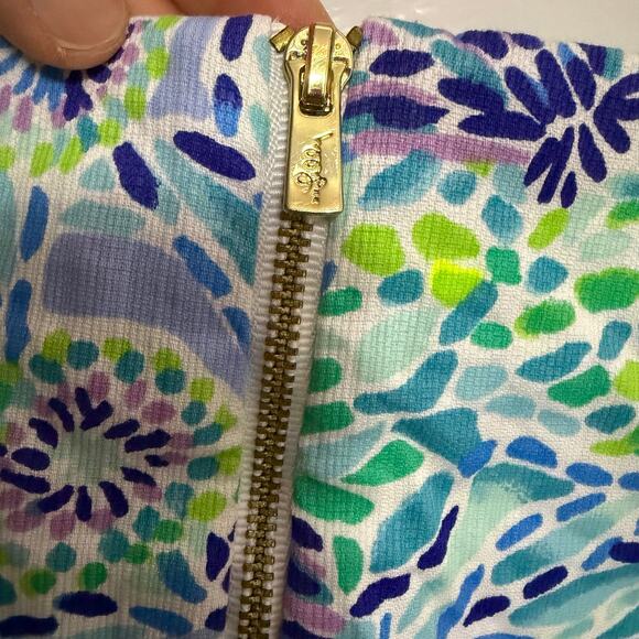 Lilly Pulitzer colorful skirt skort sz 10 zip up in back floral bright - Picture 6 of 14